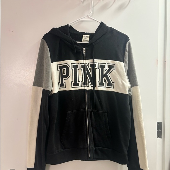 PINK Victoria's Secret Sweaters - PINK Victoria's Secret Black and Gray Colorblock Sweater